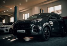 Kia Sportage zaparkowana w stylowym garażu wnętrzowym